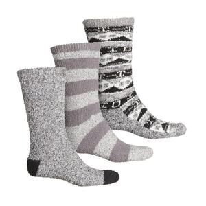 High Sierra Men Pck 3 Pairs Lounge Crew Socks Gift Boxed Cozy Shoe Size 8-12 New